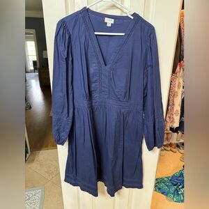 J.Crew Factory Navy V-Neck Long Sleeve Mini Dress
